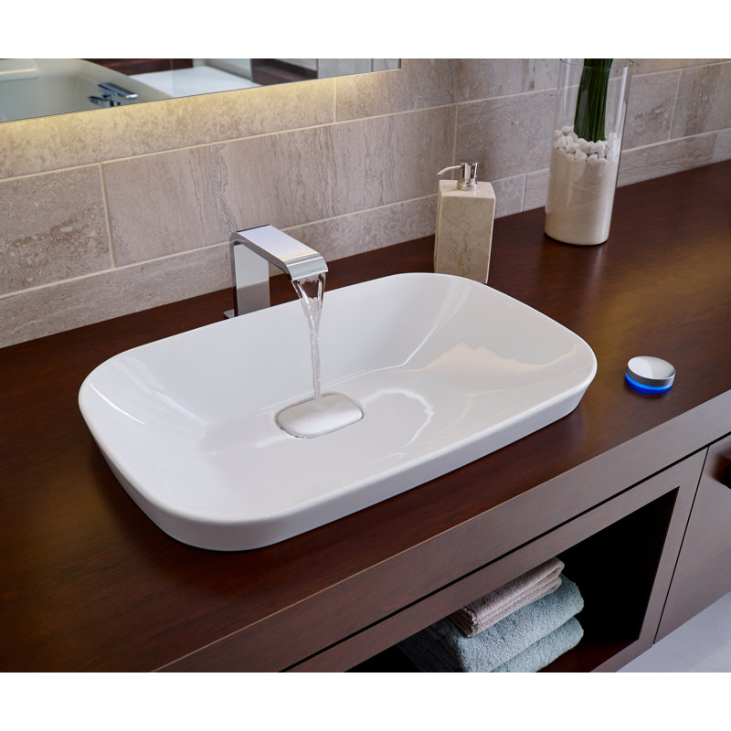 TOTO® Neorest® Kiwami® Rectangular Semi-Recessed Fireclay Vessel Bathroom Sink with CEFIONTECT, Cotton White