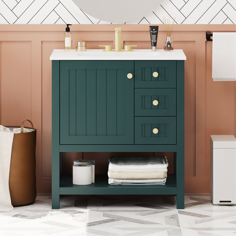 Meuble-lavabo de style transitionnel 30 po avec lavabo en céramique