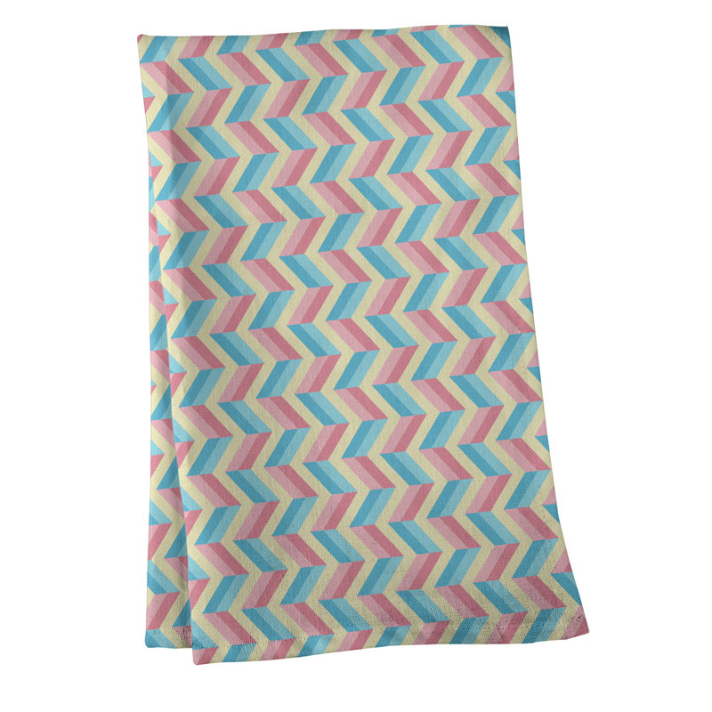Serviette à thé chevron Mcguigan, Sergé de coton, Bleu / beige / rouge