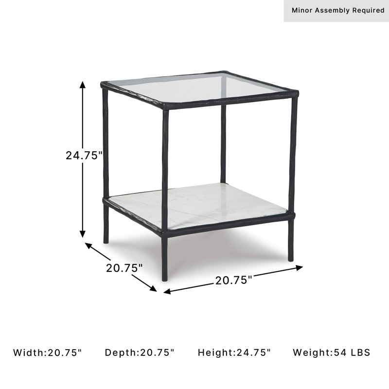 Glass Top End Table, Black