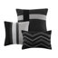 Édredon en faux suède - literie très grand noir Modern Home 2 coussins décoratifs et jupe de lit-124308887-124308891