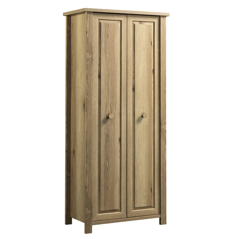 Armoire de rangement à finition brune pour la cuisine, la buanderie ou le salon, conception rustique, tablettes fixes et réglables, espace considérable