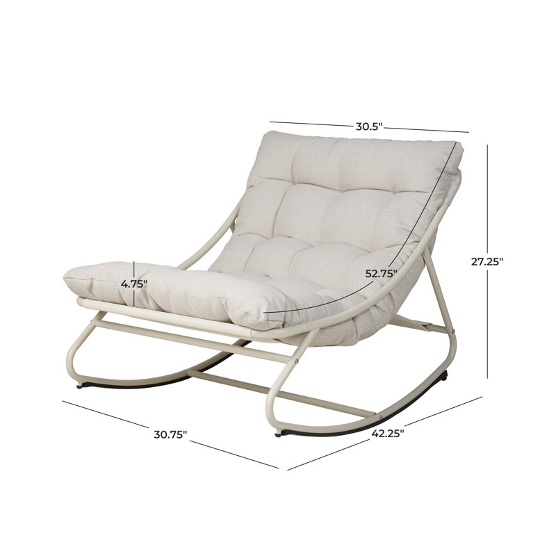 Caili Powder Coated Steel Outdoor Chair, Light Gray, White