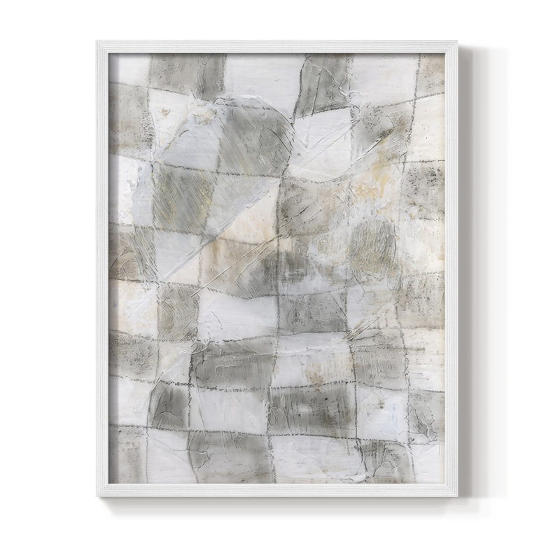 Rustic Textile I Framed Print - Solid Wood, 30" H x 24" W, White