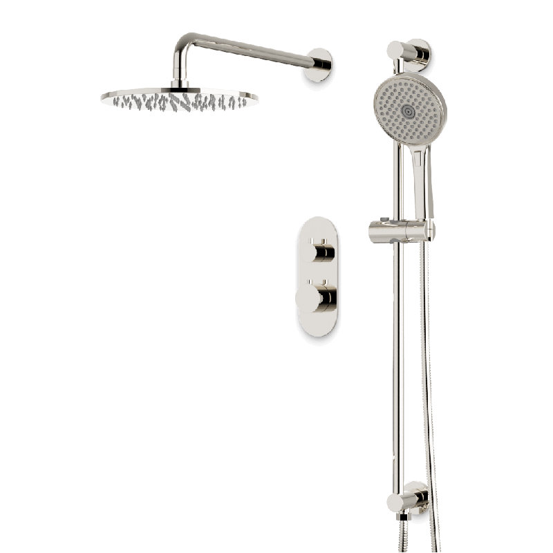 Ensemble de garniture de douche thermostatique avec douchette sur barre coulissante Opera, Polished Nickel