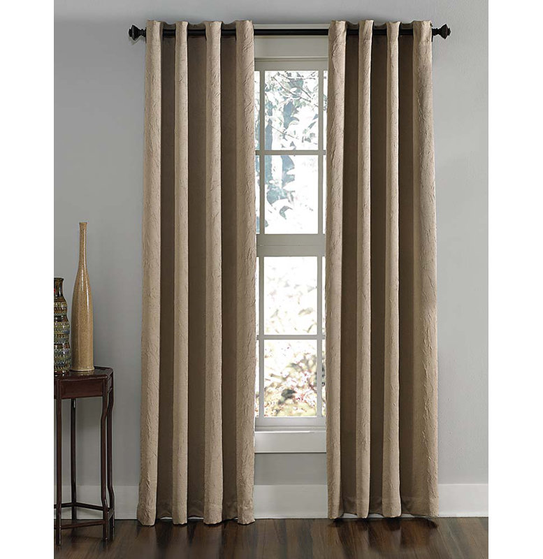Curtainworks Manzano Solid Color Room Darkening Grommet Curtain Panel, Taupe, 50" W x 95" L