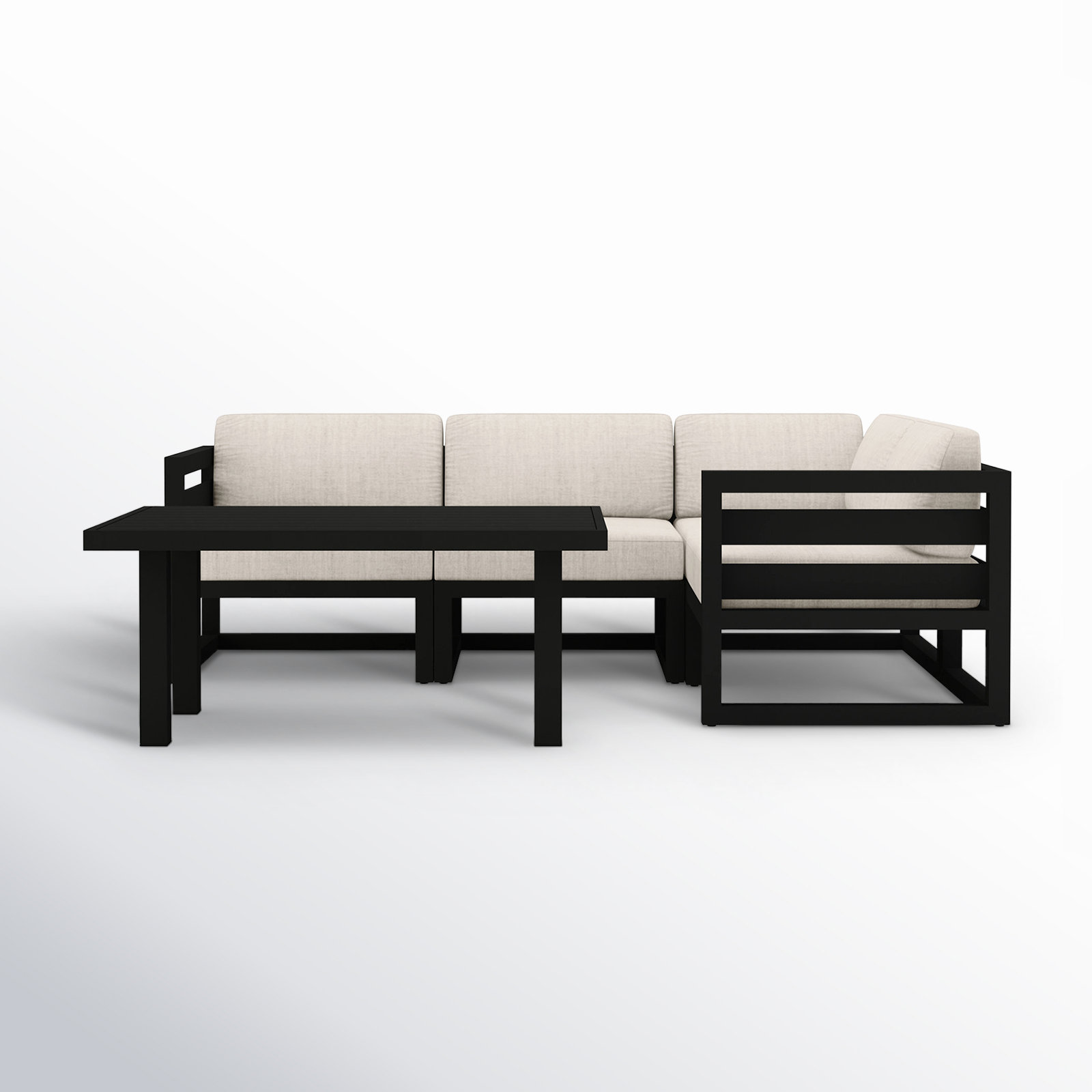 Smith 5 Piece Sectional Seating Group with Sunbrella® Cushions, Black, Cast Silver
