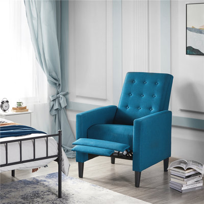 Adysyn Button Tufted Upholstered Manual Push-Back Recliner