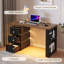 Computer Desk with LED Lights, Charging Ports, Drawers & Storage Shelves-1039817079
