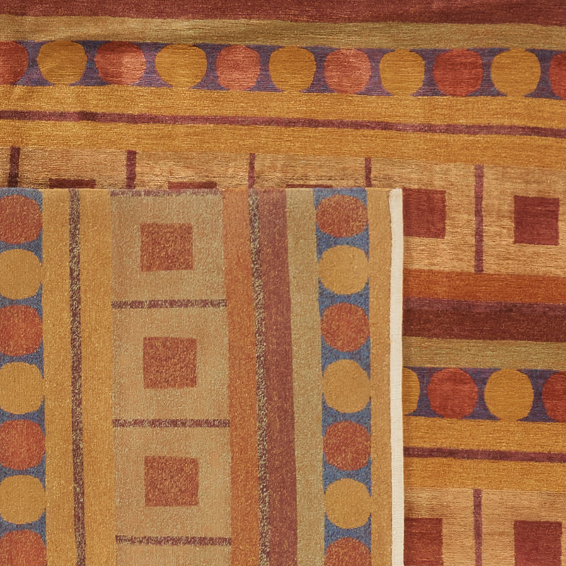 Nepalese Hand-Knotted Geometric Wool Silk Rug, 3' x 5'