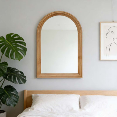 Arched Wood Framed Wall Mirror