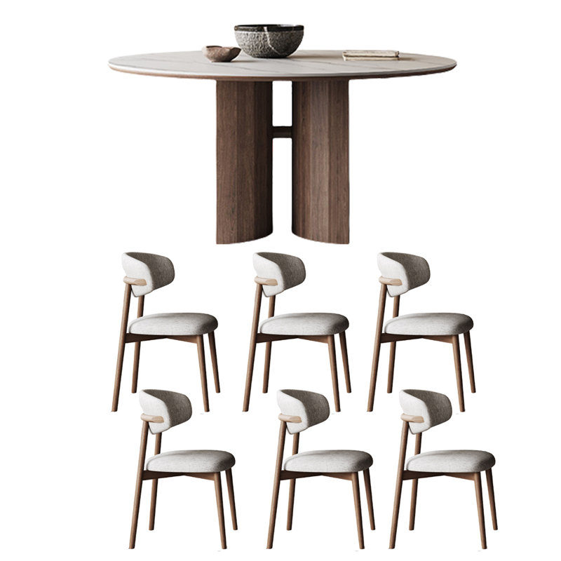 Modern Simple Rock Plate Dining Table Sets., 29.53"H x 53.15"L x 53.15"W
