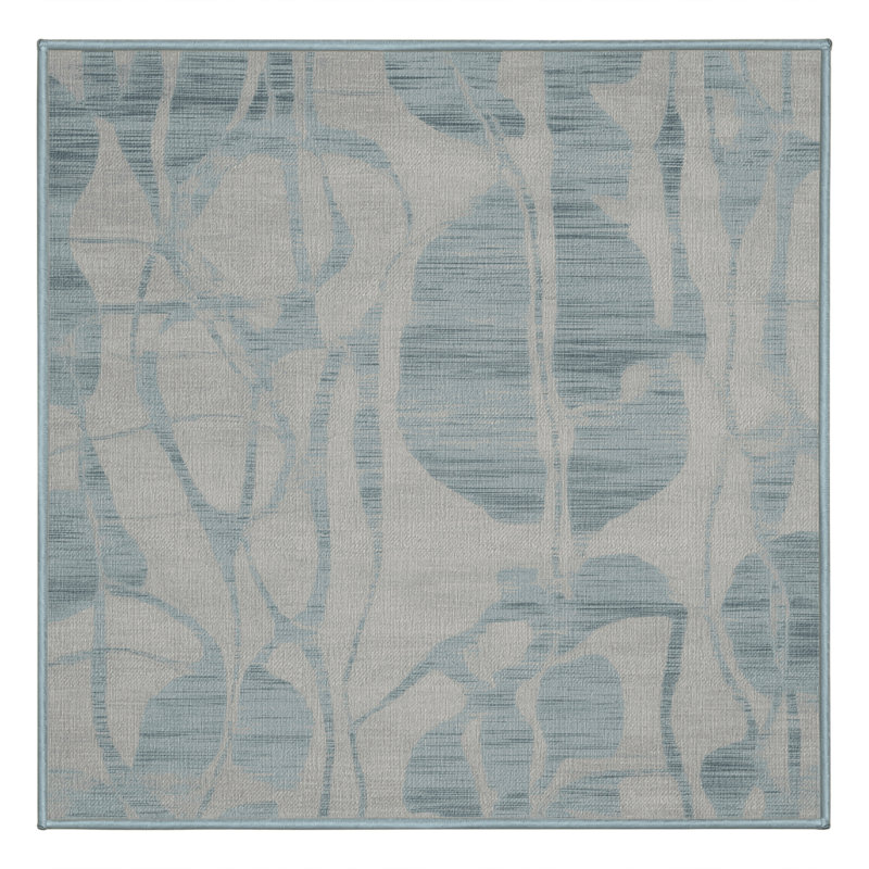 Machine Washable Abstract Blue Area Rug, Square 7'