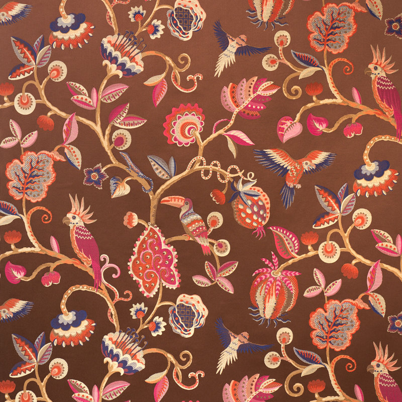 Birds Of Paradise Fabric, Chestnut