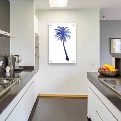«Blue Palm Tree I» par Seven Trees Design, art mural en verre acrylique