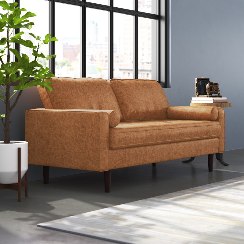 Matheny 70'' Microfiber Microsuede Square Arm Sofa, Brown