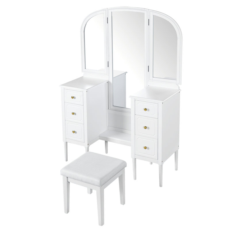 Bureau de maquillage avec miroir triple
