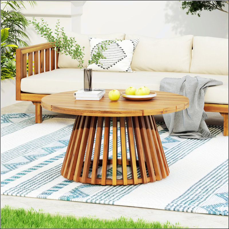 Table basse d'extérieur en bois d'acacia