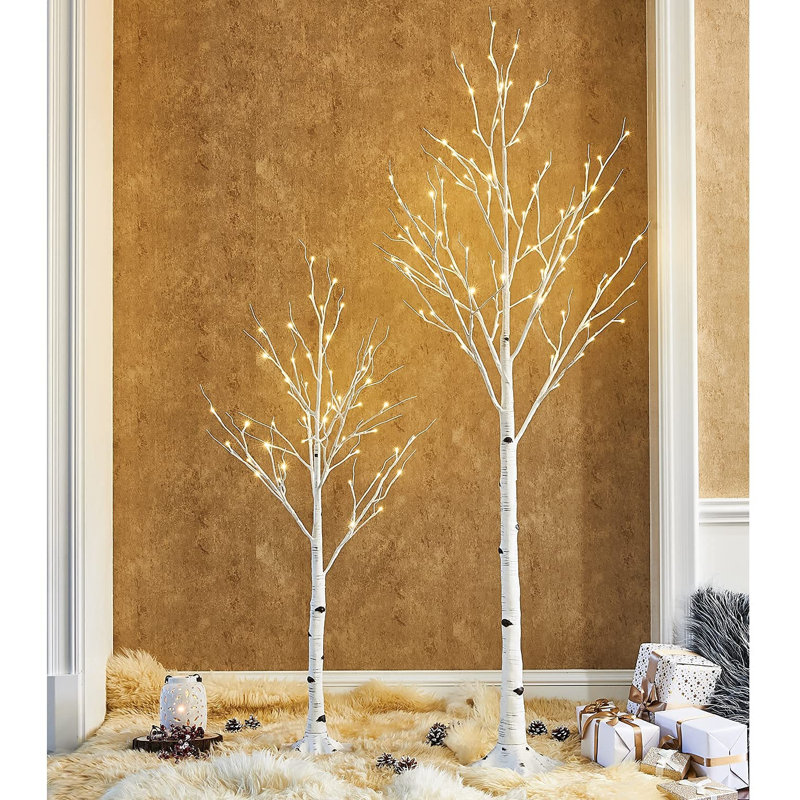 Lighted Birch Trees with 48 LED Lights