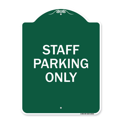 Enseigne Signmission Designer Series - Enseigne de stationnement réservée réservée au personnel | Enseigne architecturale noire et dorée en aluminium épais 18 po x 18 po | Protégez votre entreprise et votre commune | Fabriqué aux États-Unis