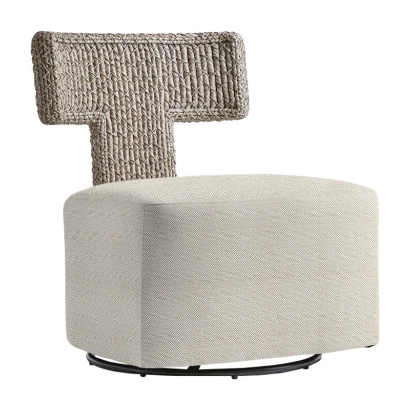 Cabo Swivel Patio Chair with Cushions, Beige Linen 6025-012