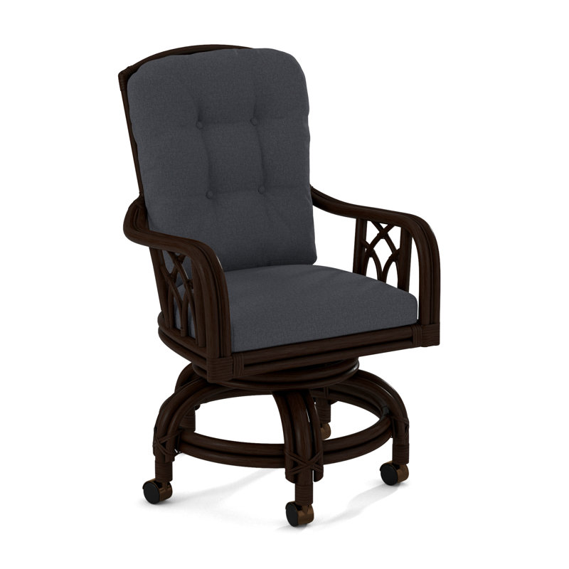Edgewater Castered Arm Chair, Java, Blue Buffalo Check; 0120-61