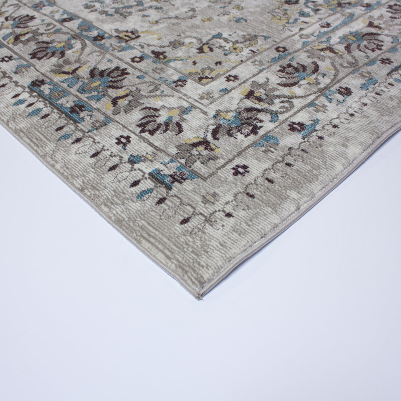 Tapis gris / turquoise Isabella Annet, Rectangle 5 pi 3 po x 7 pi