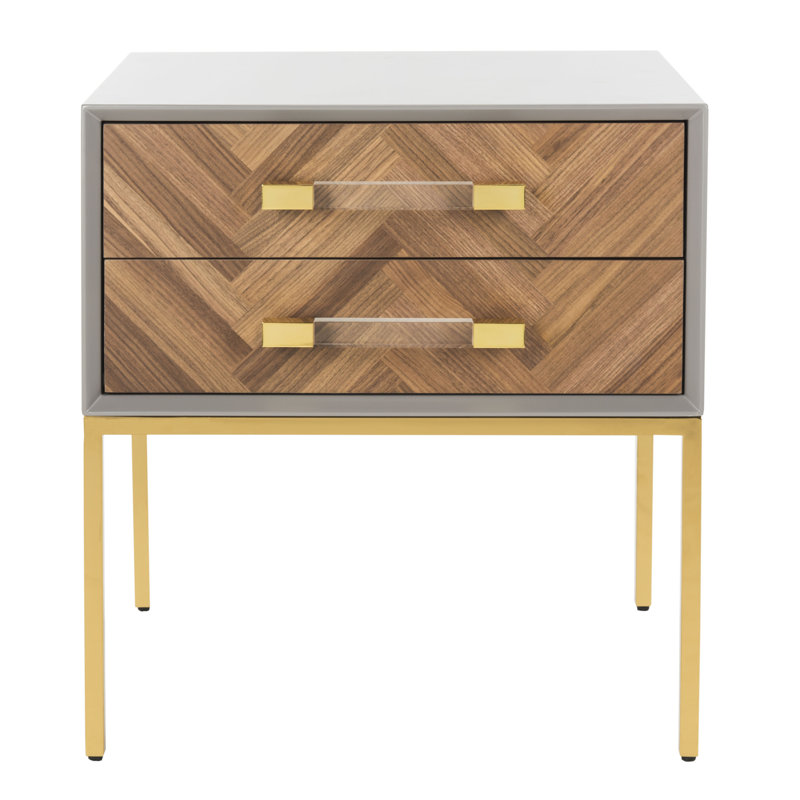 Sanford 2 - Drawer End Table, Gray/Gold