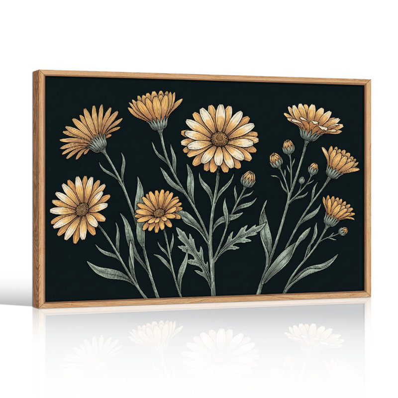 Ensemble de 1 tableau sur toile à motif floral, 28"H x 40"W, Natural