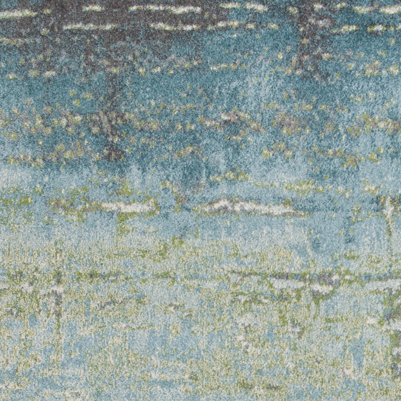 Tapis d'intérieur abstrait bleu / beige / gris Shameia 5 pi 3 po x 7 pi 7 po, Rectangle 5 pi 3 po x 7 pi 7 po