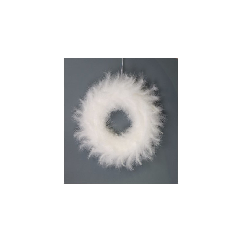 Two-Tone Feathers Christmas Wreath - 14.5" - Unlit, Winter White