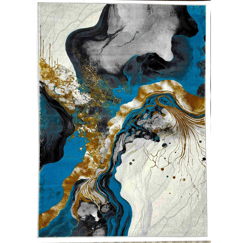 Tapis Carleen 1111 - turquoise, Rectangle 5 pi 3 po x 7 pi 6,5 po