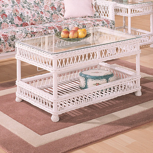 Rosado Glass Top Single Coffee Table, White