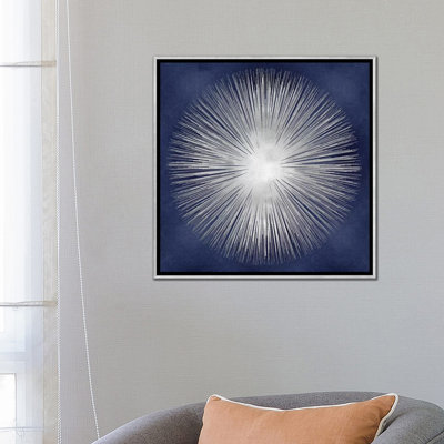 " Silver Sunburst On Blue I " by Abby Young
