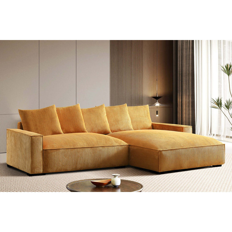 Canapé modulaire luxueux en forme de L avec assise profonde et confort, Ginger Corduroy, Right Hand Facing
