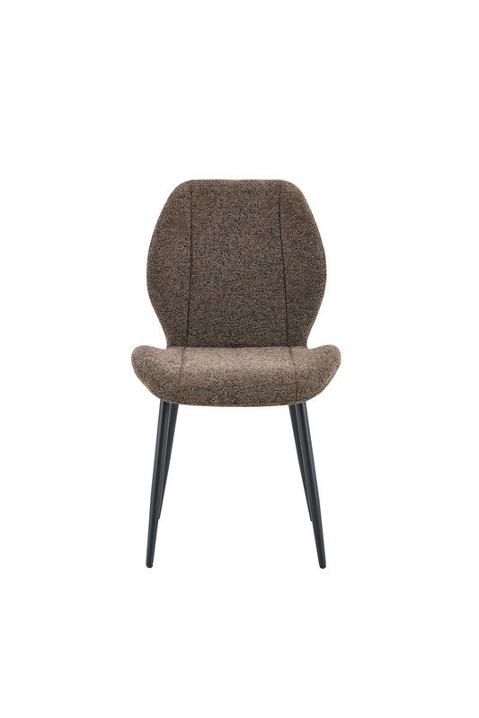 Ensemble de 4 chaises de salle à manger en tissu brun 18,5 po avec dossier ergonomique et pieds réglables pour la salle à manger, petits espaces