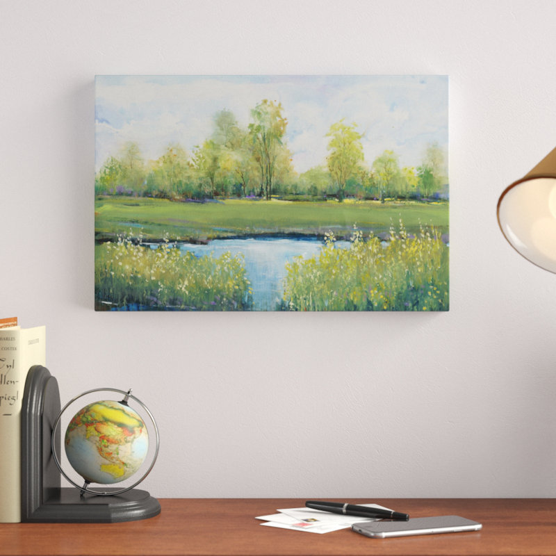 «Tranquil Park II», peinture sur toile, H 12 po x l 18 po
