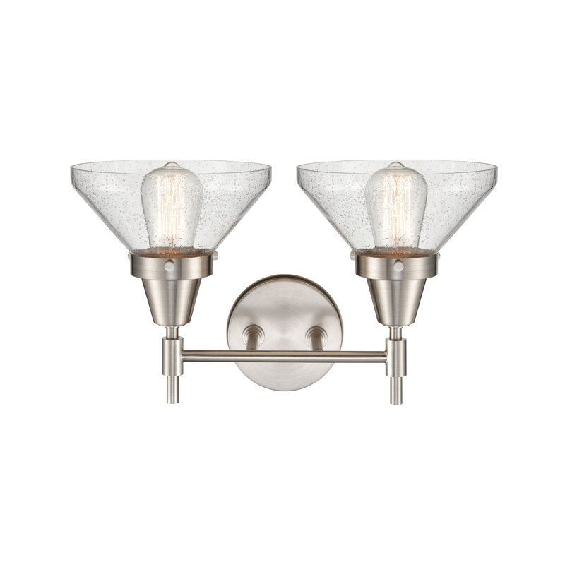 Éclairage de salle de bain à intensité variable 2 lumières Amede, Grainé, Chrome poli, Ampoule DEL 4 watts rétro