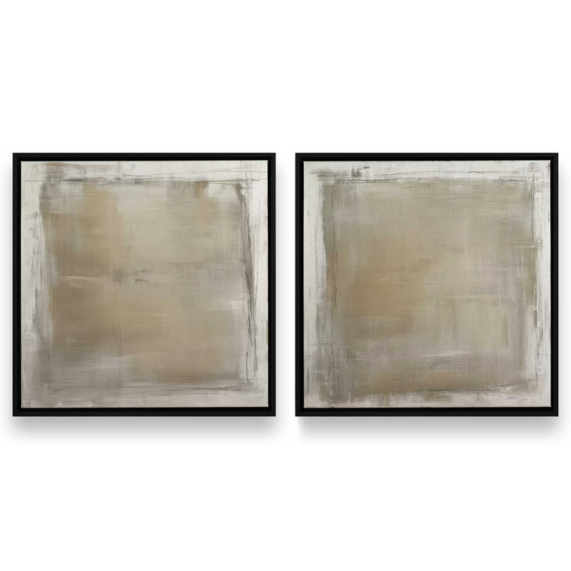 Ensemble de 2 impressions adoucies, 16 po x 16 po, Cadre flottant noir satiné