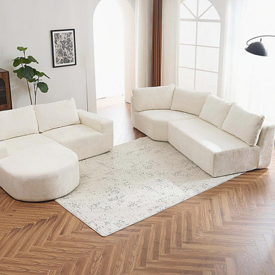 141.7" Oversized Modular Sofa Cloud Sectional Sofa Set Upholstered Couches U-shaped Sofa with Deep Seat for Living Room