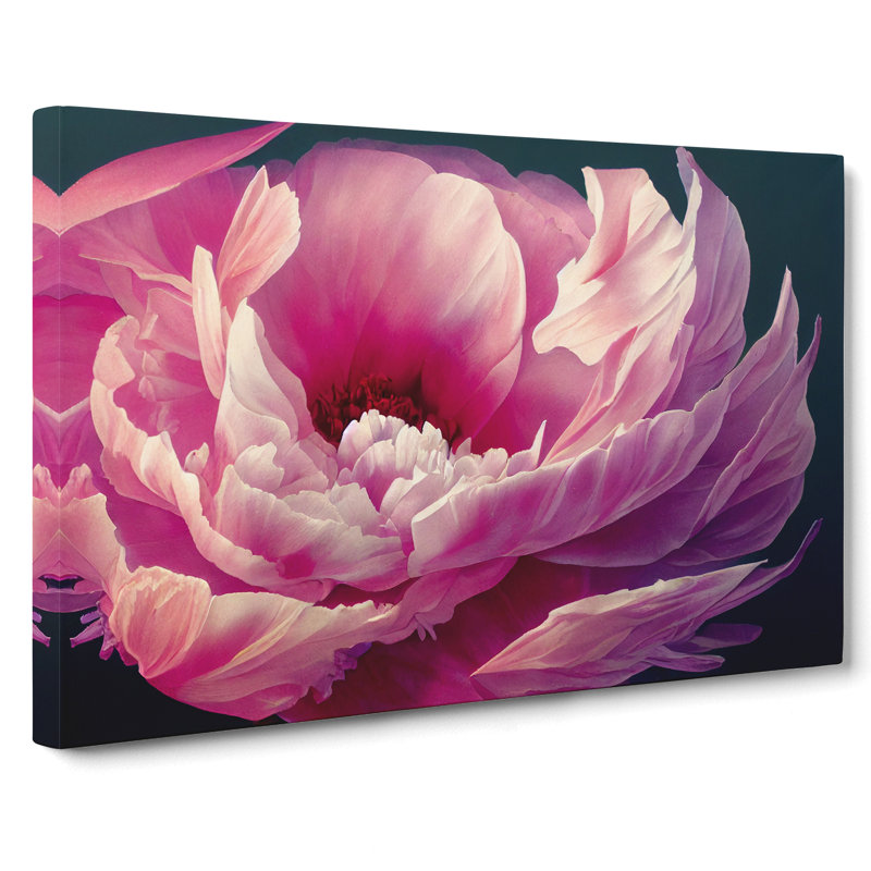 Bedazzled Peony Flower - Wrapped Canvas, 40cm H x 60cm W x 3cm D