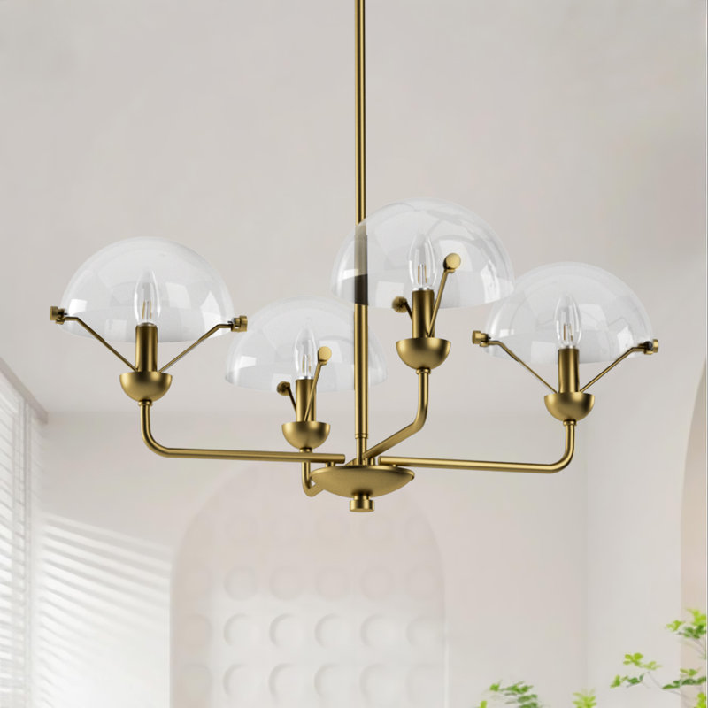 Lustre moderne / traditionnel à 4 lumières de 28 po de largeur avec métal, abat-jour en verre / métal pour salle à manger ou îlot de cuisine