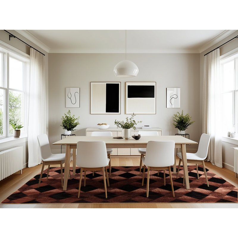 Machine Washable Botanical Brown Area Rug, Rectangle 7' x 10'