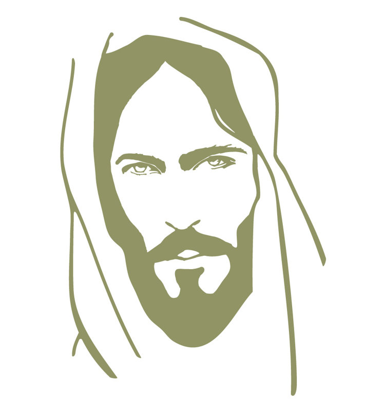 Décalcomanie murale face of jesus, Olive, H 36 po x l 25 po x P 0,01 po