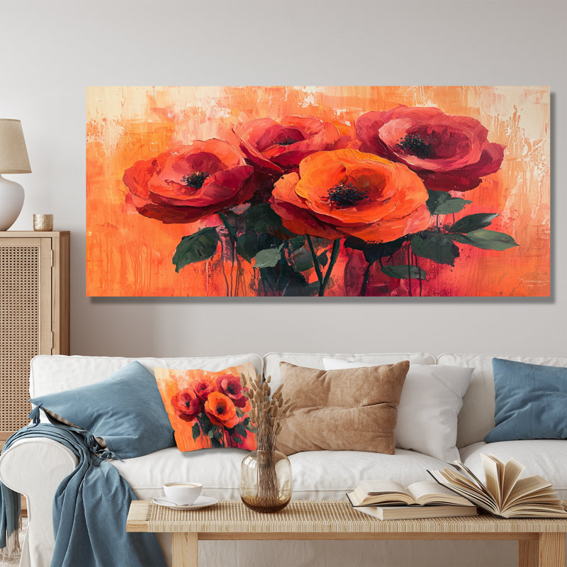 Fleurs roses, coucher de soleil, bouquet de roses - roses, art mural en métal, reproduction d'art moderne en métal