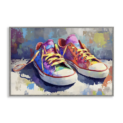 Colorful Low Top Sneakers Framed Giclee, design by Creative Studio