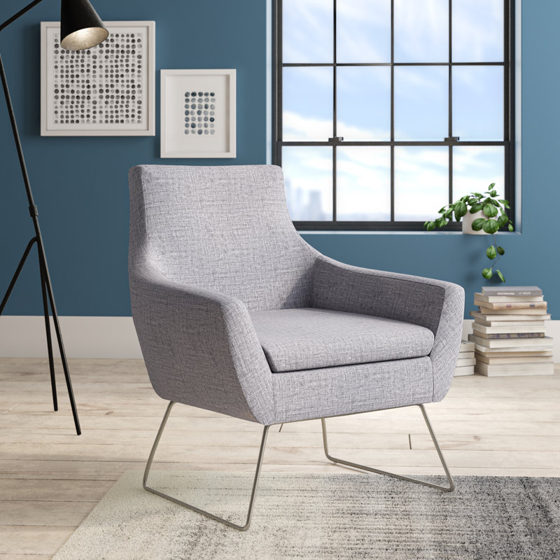 Ismaael Upholstered Armchair, Light Gray Polyester Blend