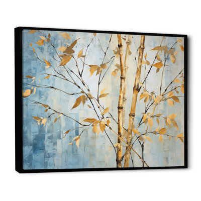 Or et bambou bleu sur toile