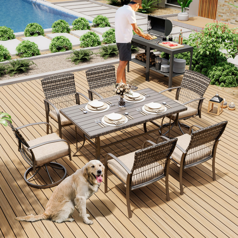 Ensemble repas d'extérieur rectangulaire L 59,8 po Hainer, Beige