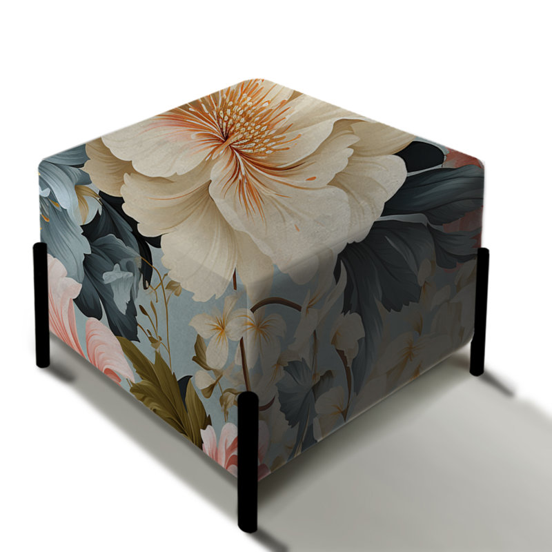 Motif victorien rose et beige à motif floral - repose-pieds carré floral